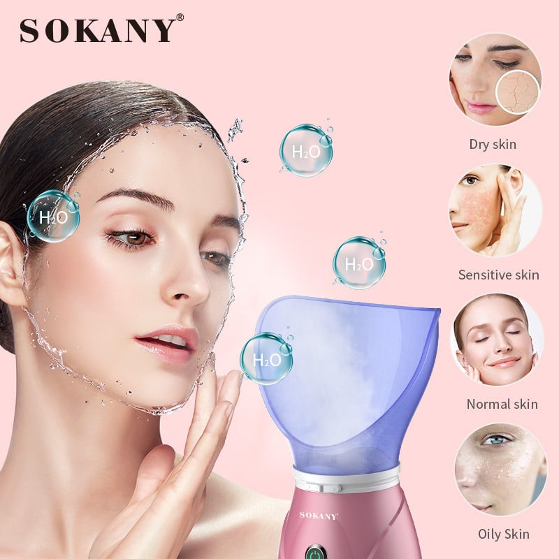 Face Spa Equipment Hot Steam Manual Nano Ionic Facial Steamer Sokany ZJ
